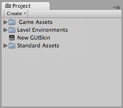 Un nuevo archivo GUISkin en el Project View