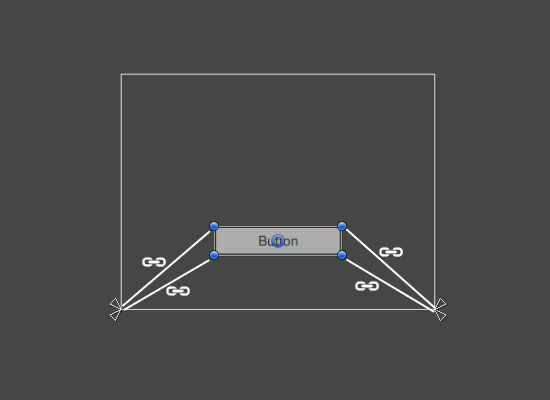 Elemento UI con las esquinas izquierdas ancladas a la esquina inferior del padre y esquinas derechas ancladas a la parte inferior derecha. Las esquinas de los elementos se mantienen en un desfase fijo a sus anclas respectivas.