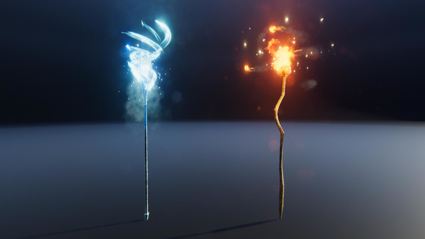 Example effects made with the Built-in Particle System.