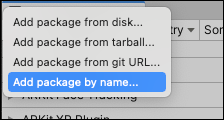 Add package from name button