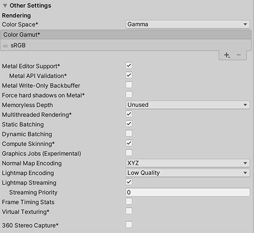 Color Settings –  Support