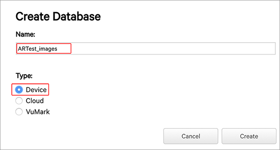 新しい Target Database の作成