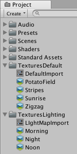 TexturesDefault と TexturesLighting フォルダー。それぞれのプリセットがあります