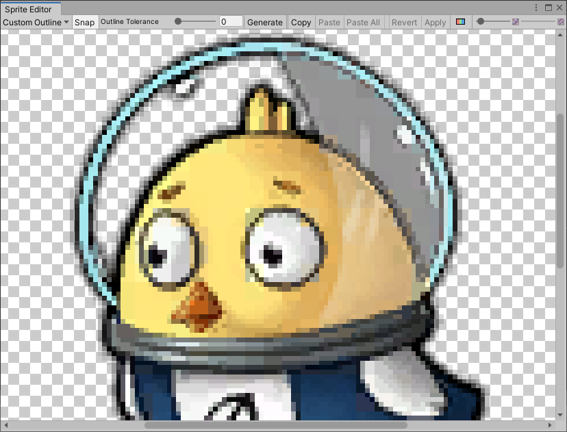 カスタムアウトラインエディターでスプライトのアウトラインを編集する。