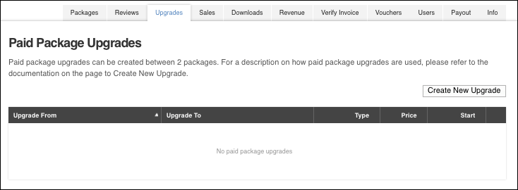 Paid Package Upgrades ページ