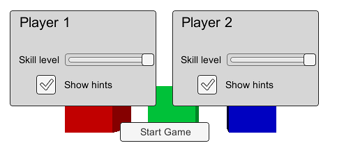 シーンのオブジェクトの上にレンダリングされた Overlay UI