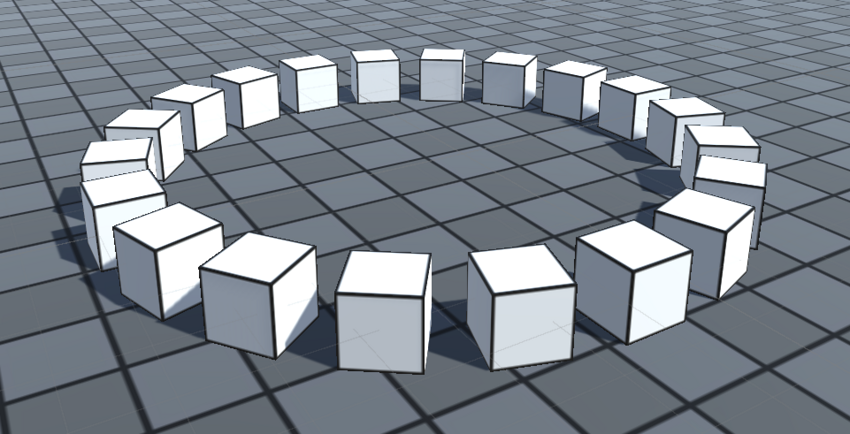 上記の例で生成されたブロックの円状配置