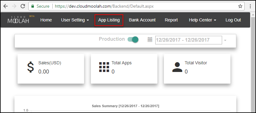 CloudMoolah 스토어 대시보드 메뉴