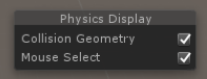 The Physics Debug overlay panel