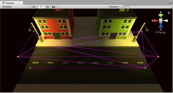 This image shows poor Light Probe placement. There are no Light Probes in the dark area between the two lamps, so the dark area is not included in the interpolation at all.