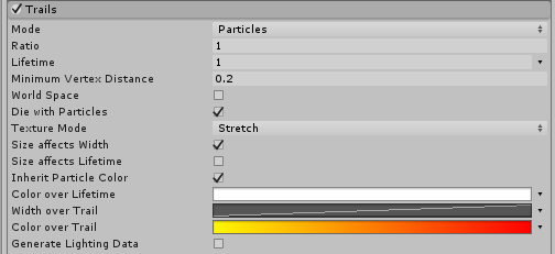 Particles 모드의 트레일 모듈