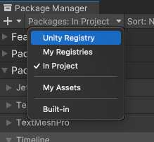 컨텍스트를 Unity Registry로 변경
