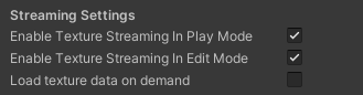 The streaming settings found in Edit > Project Settings > Editor