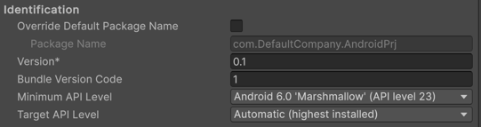 Identification settings for the Android platform 
