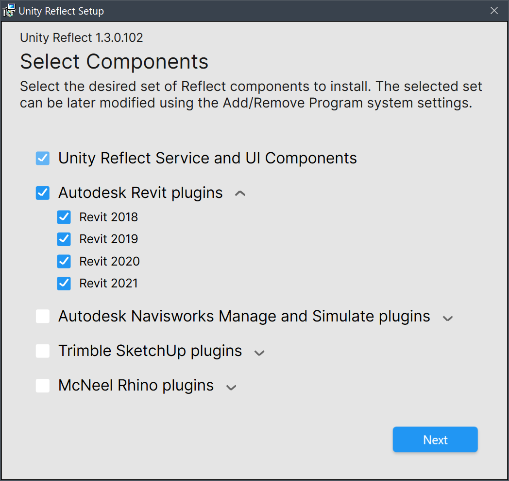 Unity Reflect installer