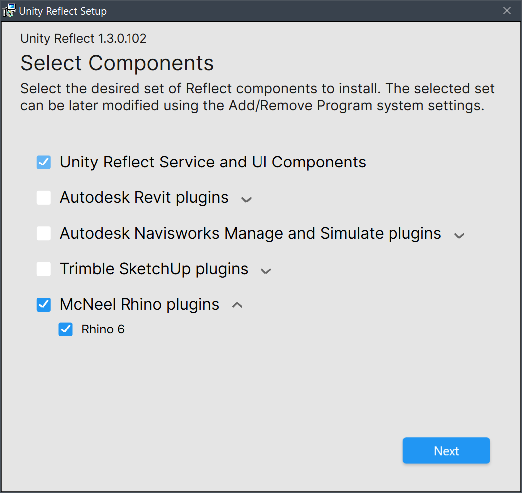 Unity Reflect installer