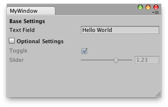 Custom Editor Window created using supplied example.