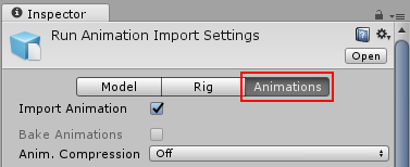 View the Animations section of the Import Settings for your animation file