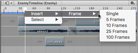 Right-click the Timeline Playhead and select Insert > Frame to move clips an exact number of frames