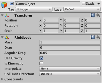 An empty GameObject with a Rigidbody Component attached