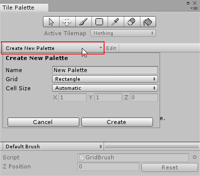 Create New Palette button