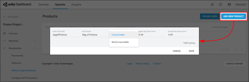 Adding a new IAP Product manually on the Developer Dashboard