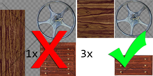 One Texture (left) versus three Textures (right)