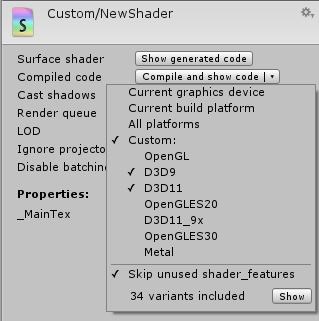 Shader compilation popup menu.