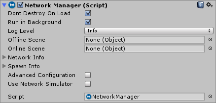 The Network Manager as seen in the inspector window