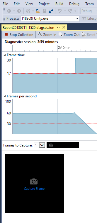 Capture Frame in the Visual Studio interface