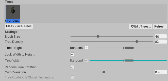 Settings for Trees