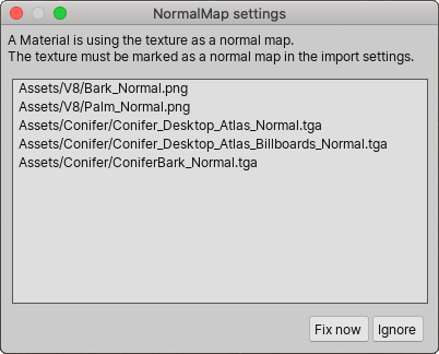 The NormalMap settings dialog