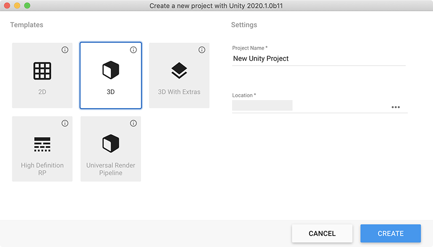 Project Templates - Unity Manual