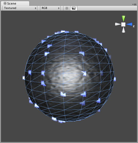 A sphere with Interpolate Triangles off (the default)