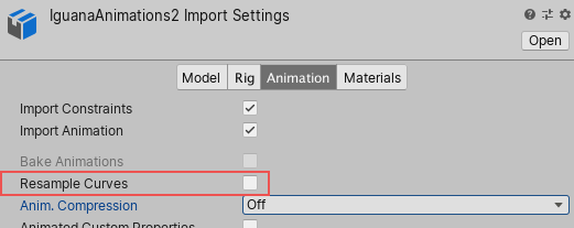 The Resample Curves option in the Animations tab
