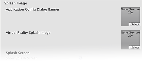 Splash Image Player settings for Standalone platforms