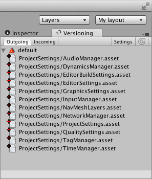 The Version Control window docked in the Editor