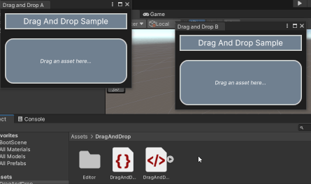Unity - Manual: Create a drag-and-drop UI to drag between Editor windows