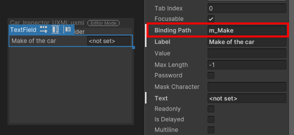 Binding a property to a control in UI Builder