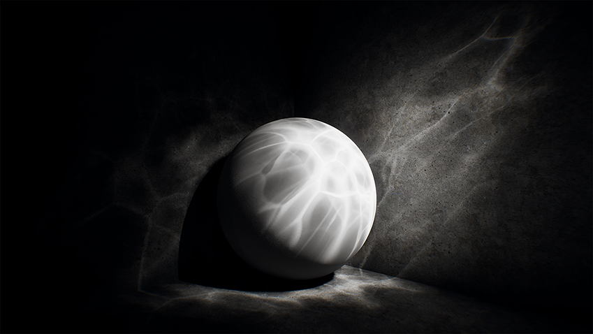 An example of baked fake caustics achieved using baked light cookies.